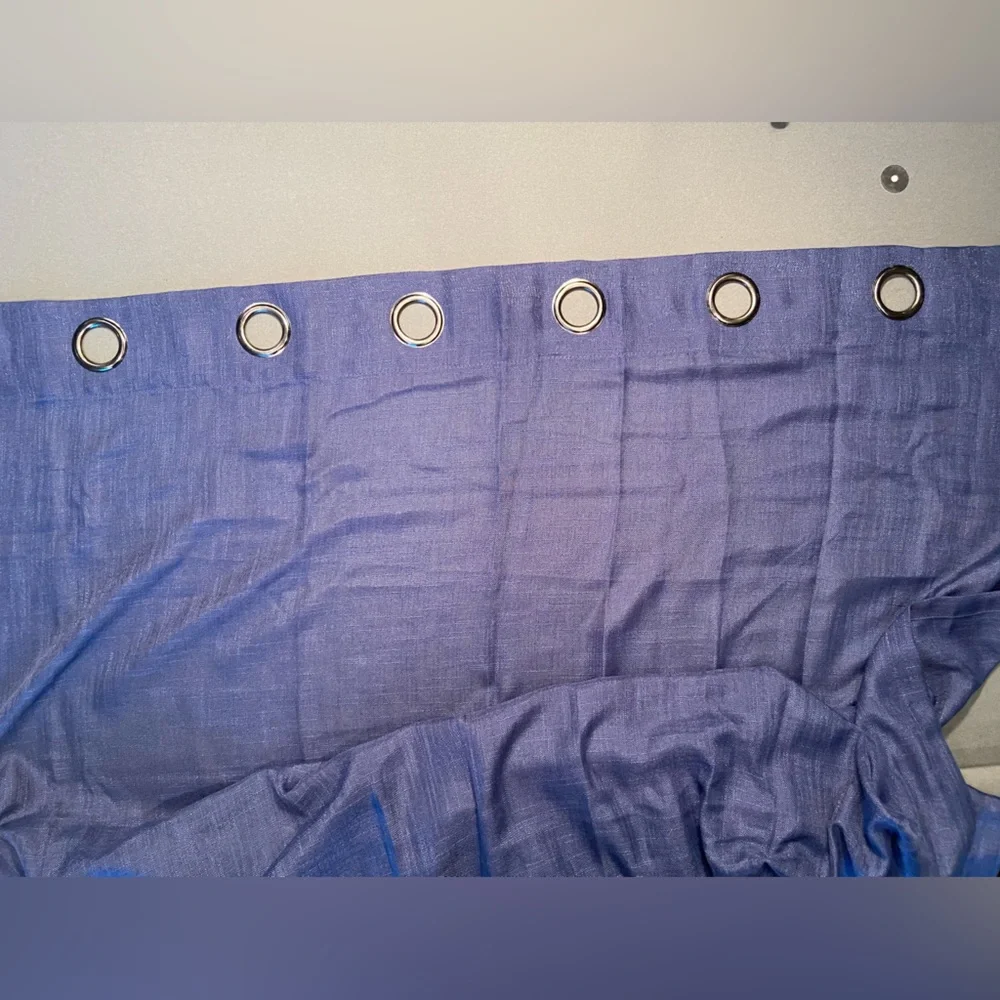Curtain Panels 2, Blue sheer‎ panels with dark silver grommets, 72” x 54” each